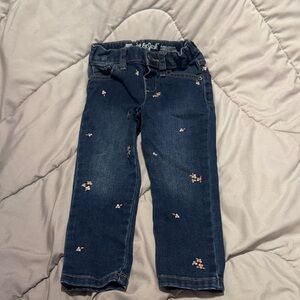 Cat & Jack Dark Blue Jeans with Pink Floral Design